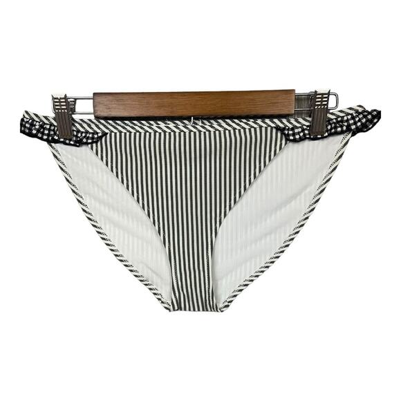 Aerie Seersucker Ruffle Bikini Bottom‎ Striped with Gingham Ruffles Size L NWT - Picture 5 of 10